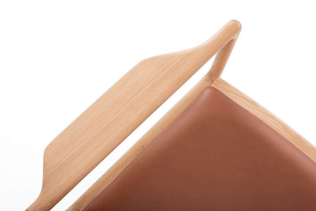 Fauteuil/Chair Gazzda Dedo Easy en chêne massif avec assise en cuir Dakar Whisky ou Stone-12