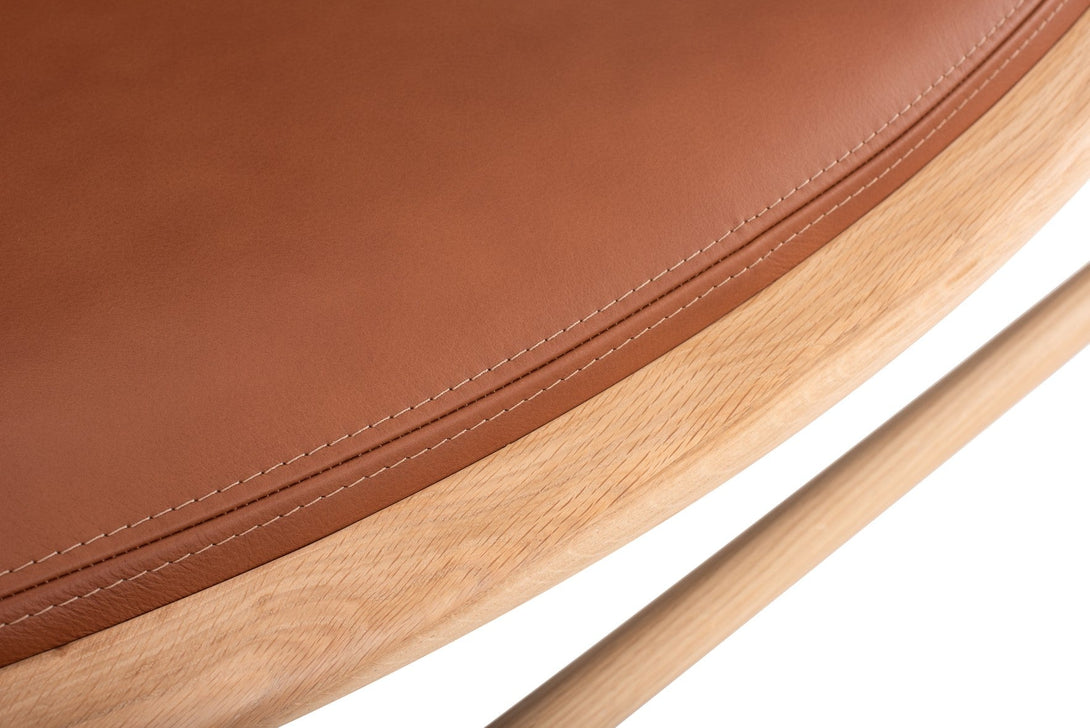 Fauteuil/Chair Gazzda Dedo Easy en chêne massif avec assise en cuir Dakar Whisky ou Stone-13