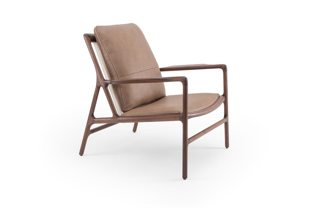 Fauteuil/Chair Gazzda Dedo Easy en chêne massif avec assise en cuir Dakar Whisky ou Stone-23