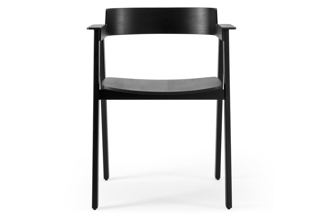 Chaise Gazzda Flip en chêne laqué avec accoudoirs pivotants et assise en cuir ou placage-13