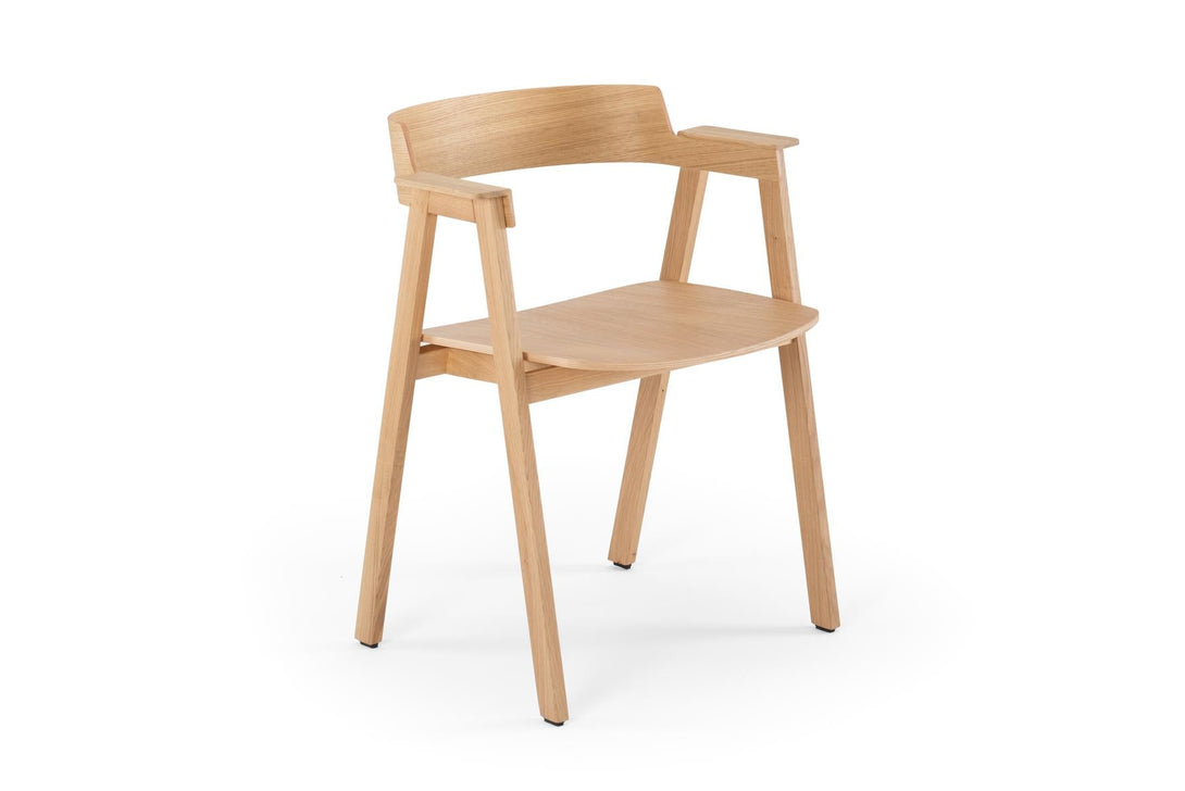 Chaise Gazzda Flip en chêne laqué avec accoudoirs pivotants et assise en cuir ou placage-06