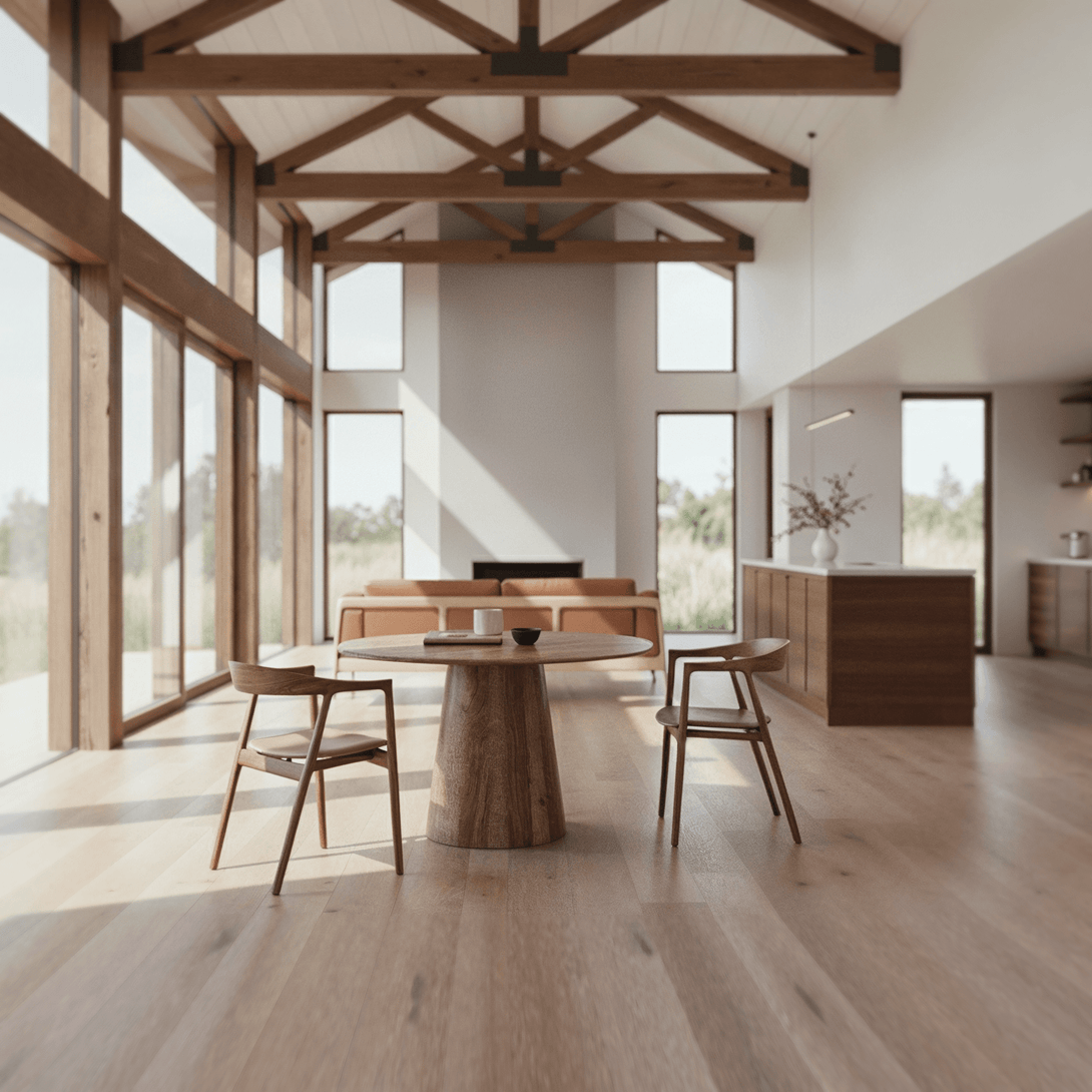 Chaise Gazzda Muna en chêne massif avec dossier courbé et assise rembourrée-25