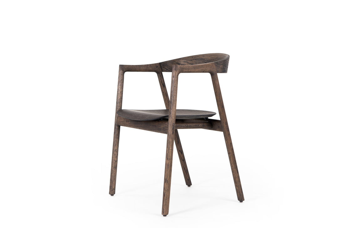 Chaise Gazzda Muna en chêne massif avec dossier courbé et assise rembourrée-27