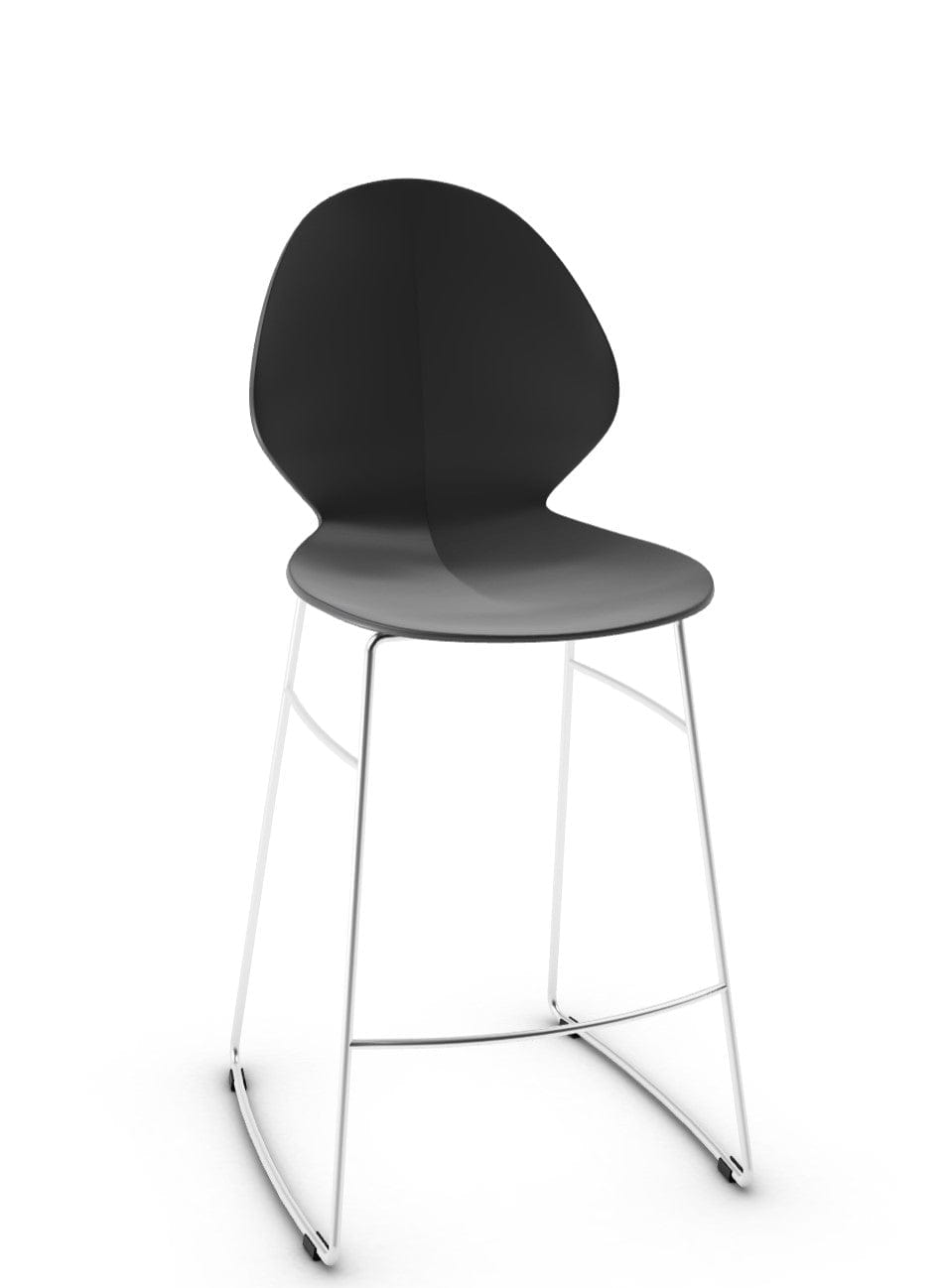 Tabouret Calligaris - Basil (Pieds en métal) avec assise en polypropylène et base en métal chromé-3