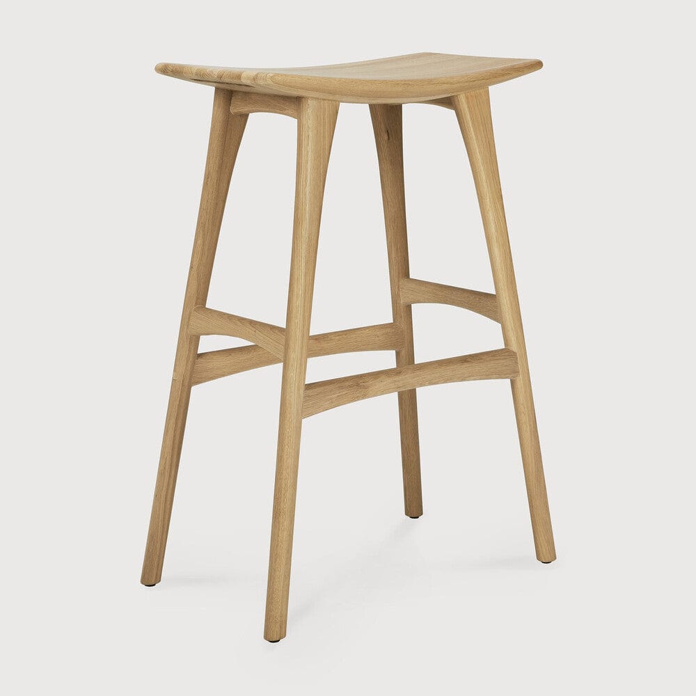 Tabouret de Bar Ethnicraft Osso en intérieur en Chêne, Chêne Noir et Teck Brun-1