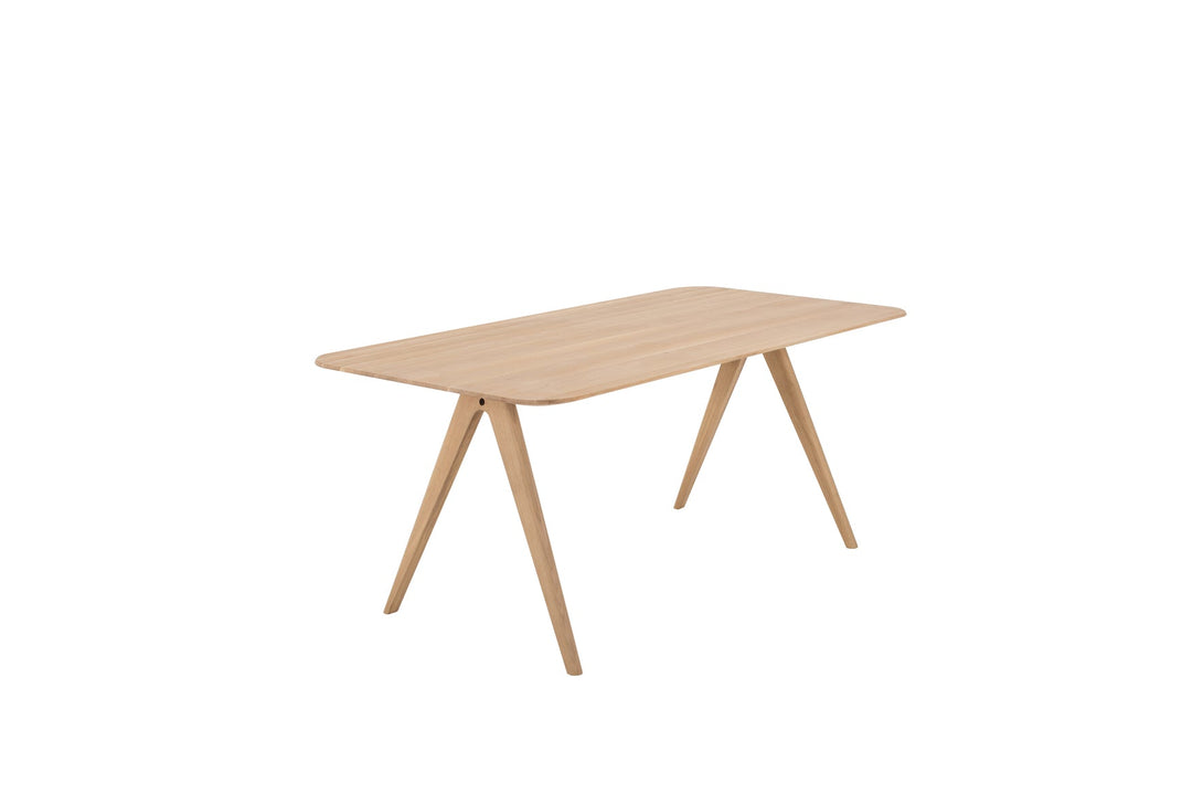 Table Gazzda Ava en chêne massif avec structure en A et finition White Oil-14
