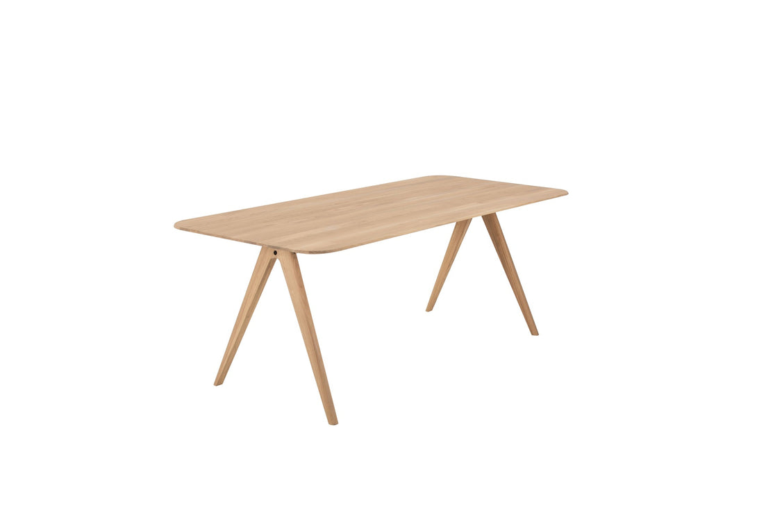 Table Gazzda Ava en chêne massif avec structure en A et finition White Oil-18