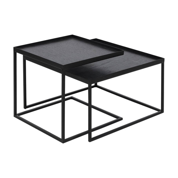Ethnicraft ensemble de tables basses Tray, carré, 39x39x38 cm et 52x52x31 cm